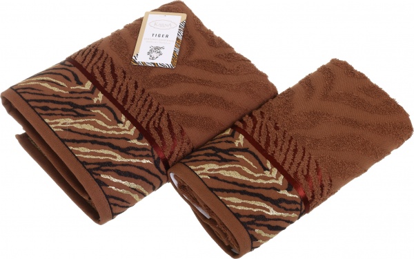 Набор полотенец Tiger 2 шт. коричневый Karna 