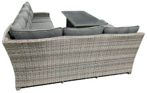 Комплект меблів Indigo АВРОРА стіл + кутовий диван + 2 банкетки + подушки сірий