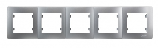 Рамка пятиместная Makel Lillium Natural Kare горизонтальная серебро 32065705