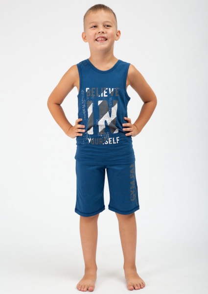 Костюм для мальчиков Roksana №0012/12142 р.122–128 синий-серый 