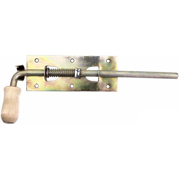 Засов гаражный №2 с деревянной ручкой желтый 380 мм