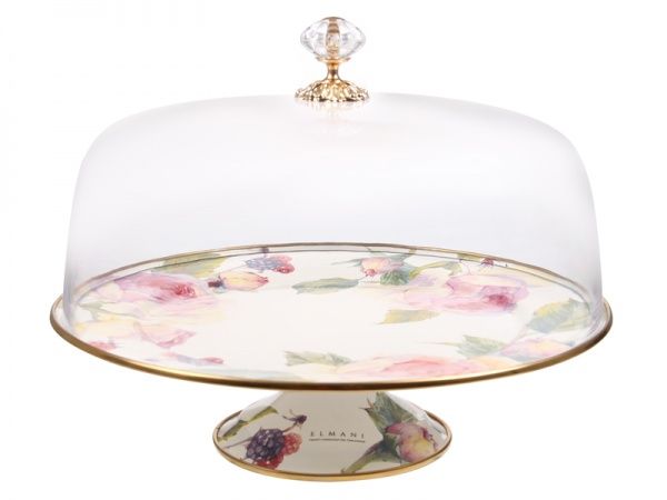 Тортниця з кришкою 30 см Півонія емаль 763-007 Elmani 