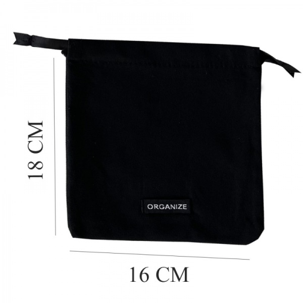 Органайзер текстильный Organize M-X-small хлопковый для мелочей без рисунка черный 180x160 мм