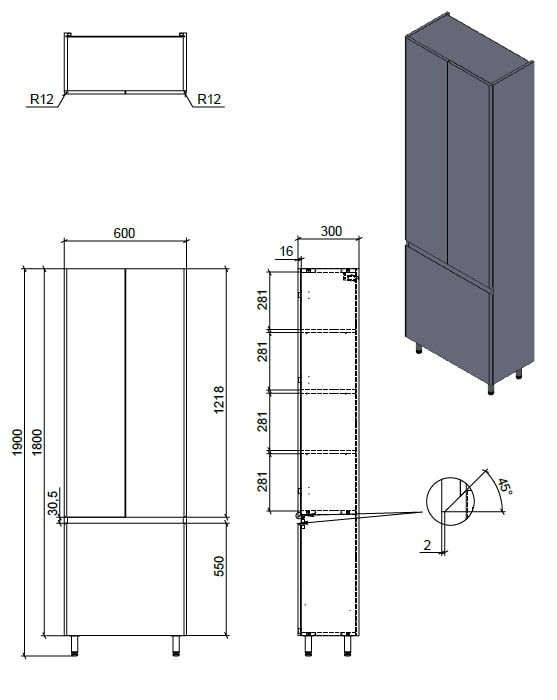 Пенал напольный Aqua Rodos LEO белый глянец 60 см с корзинкой для белья