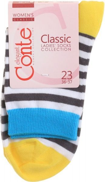 Шкарпетки Conte 7С-22СП CLASSIC р. 23 білий із сірими вставками 