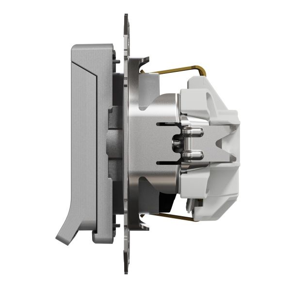 Розетка силовая с заземлением Schneider Electric Sedna Design со шторками с крышкой алюминий SDD113024