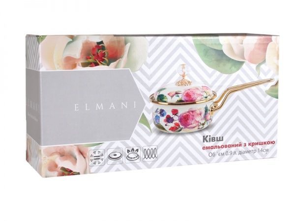 Ковш с крышкой 0,9 л эмаль Пион 763-015 Elmani