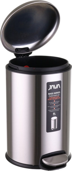 Ведро с педалью Java JH-8853 — 8L chrome SOFT CLOSE