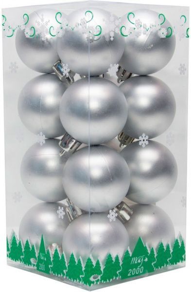Набор игрушек шары серебристые матовые Девилон 890612 d40 мм 16 шт./уп. 