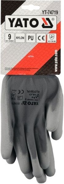 Перчатки YATO с покрытием полиуретан L (9) YT-74719