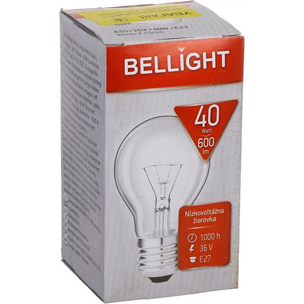 Лампа накаливания 40 Вт E27 36 В прозрачная