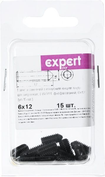 Гвинт метричний БП DIN914 6x12 мм 15 шт Expert Fix