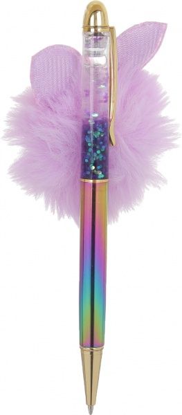 Ручка кулькова подарункова з глітером та помпоном 