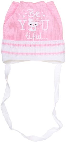 Шапочка детская для девочки Luna Kids р.36 белый с розовым 2146 