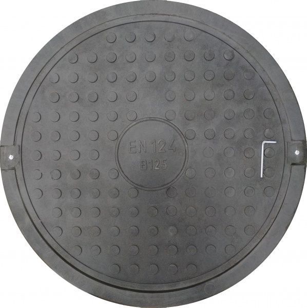 Люк каналізаційний ПОЛІМЕР-ТЕХБУД 770 мм 12,5 т з замком чорний