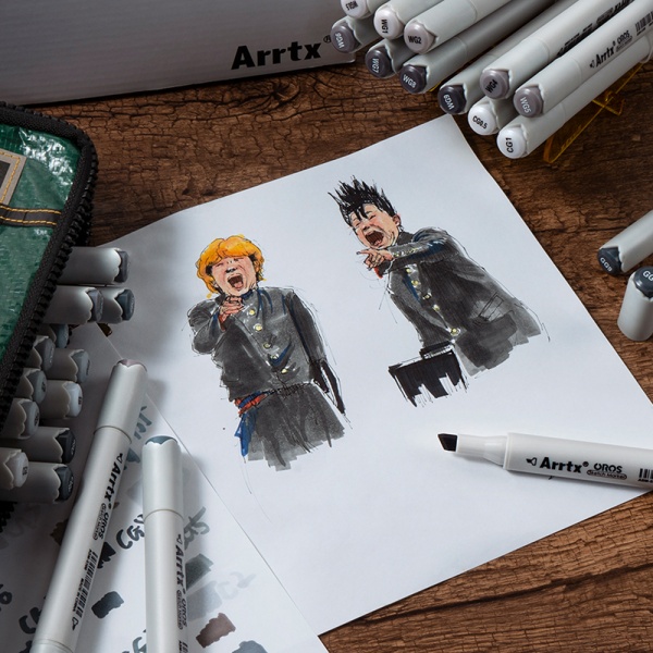 Набор маркеров Arrtx OROS ASM-03GY 32 цвета, серые оттенки LC302543 