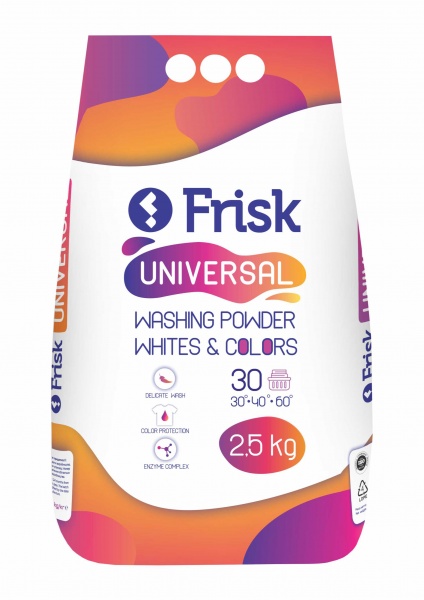 Пральний порошок для машинного та ручного прання Frisk Whites & Colors 2,5 кг 