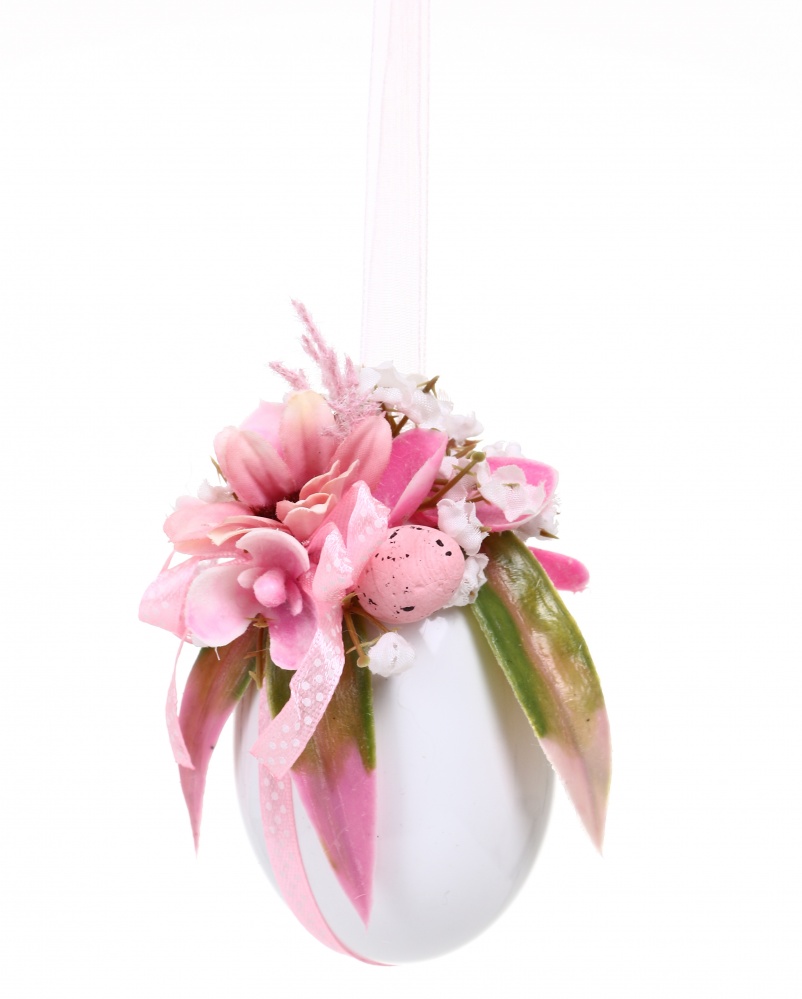 Декорация пасхальная яйцо с цветами в ассортименте 10 см