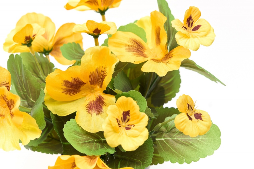 Цветок искусственный Фиалка 24 см в горшке желтая Девилон