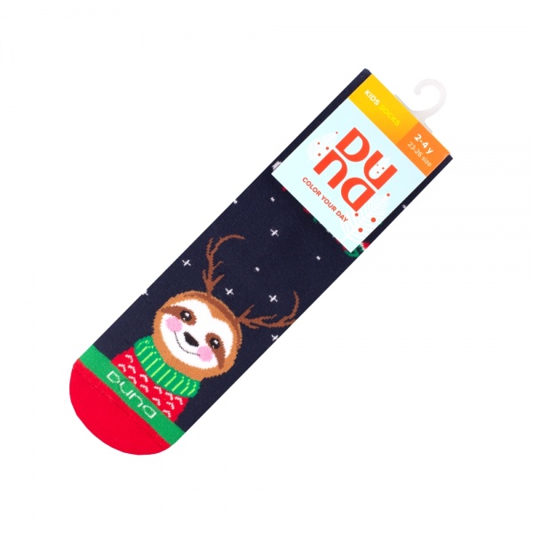 Шкарпетки унісекс Duna новорічні 4118 махра р.12–14 синій 