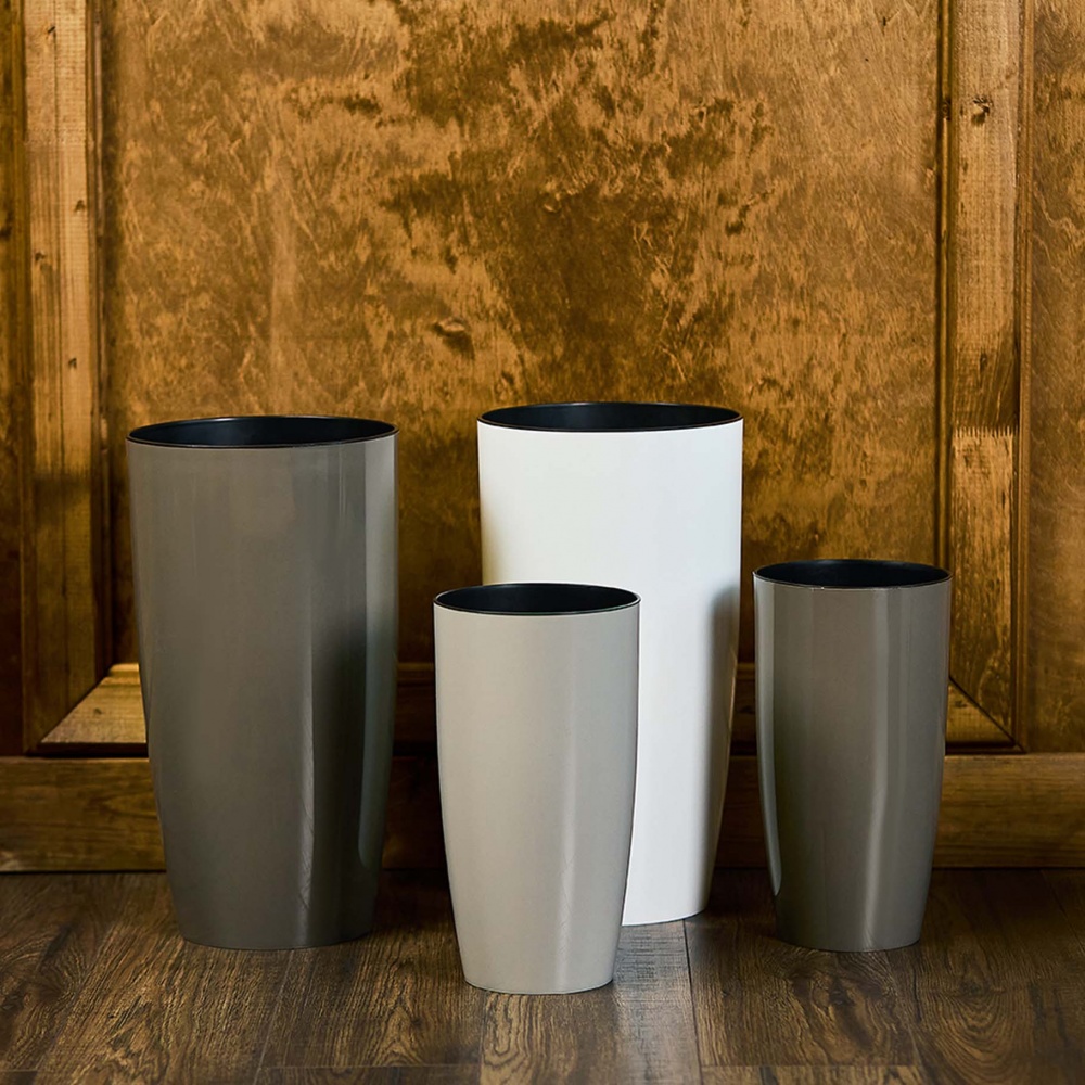 Вазон пластик Альфа d27х51 см круглый капучино 10 л Алеана