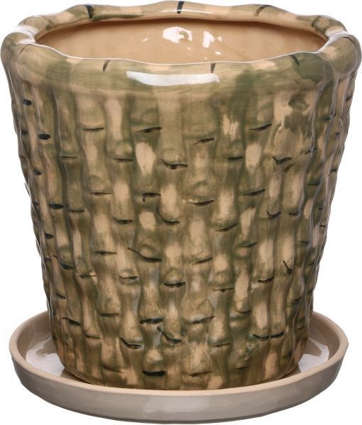 Горщик керамічний з піддоном 2236 круглий 15л зелений (2236ст4) 