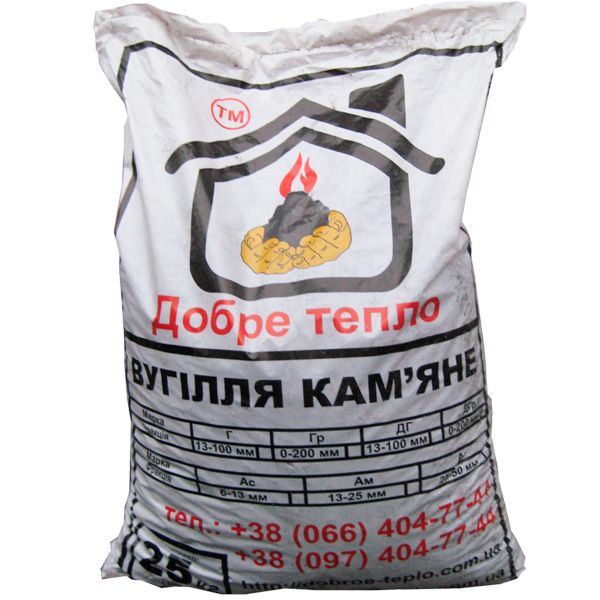 Уголь каменный антрацит Доброе тепло 25-50 мм 15 кг