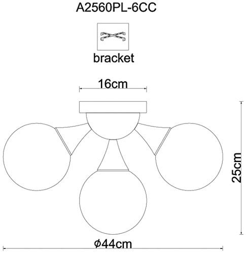 Люстра потолочная Arte Lamp Gelataio A2560PL-6CC 6x60 Вт E27 хром 