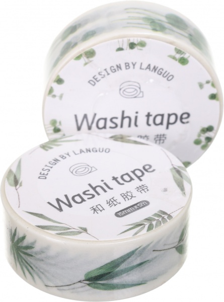 Скотч декоративный Green leaves 15х5 мм