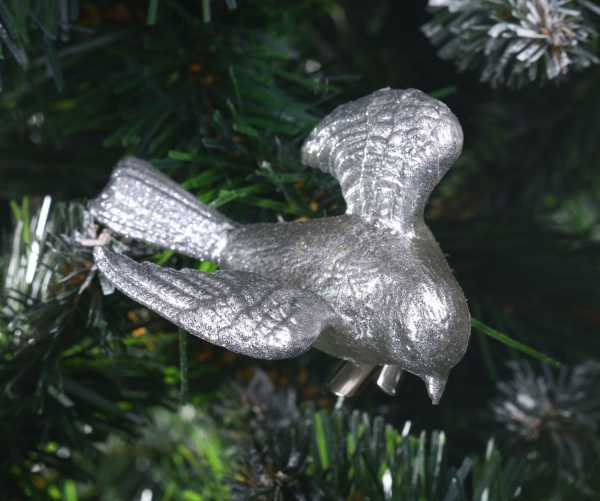 Подвеска Птичка 3Д 6х6х4 см серебряный