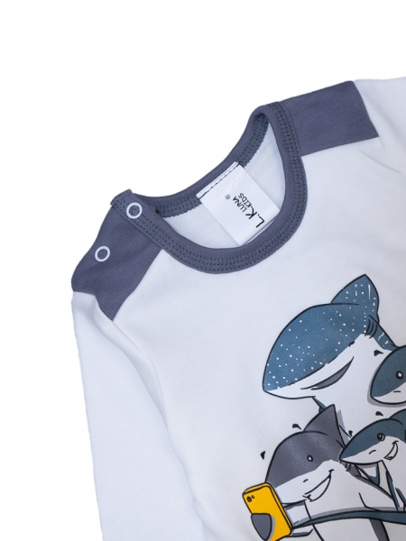 Пижама для мальчиков для мальчиков Luna Kids Акулы р.122–128 серый 0029 