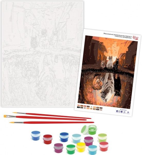 Картина за номерами Три кішки 35x45 см Rosa Start 