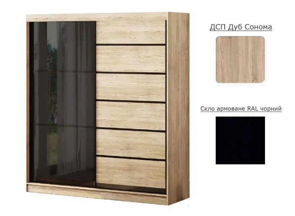 Шкаф-купе Sophie D2 MatroLuxe ДСП 1900x616x2200 мм дуб сонома двери / ДСП/стекло