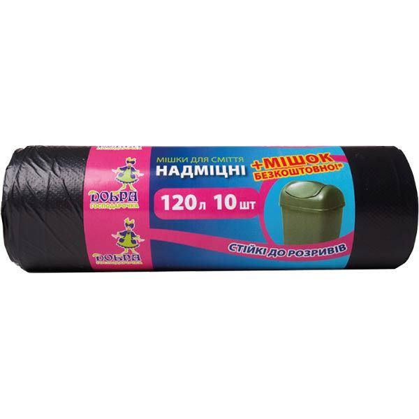 Мішки для сміття Добра Господарочка суперміцні 120 л 10 шт