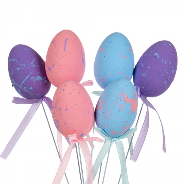 Набор пасхальных декораций розово-лиловые пятна 6 шт.