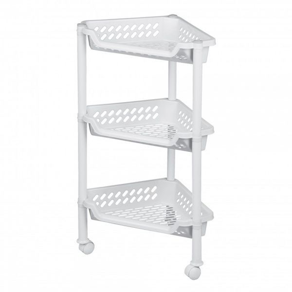 Етажерка пластикова Plast Team 1252.1 кутова на колесах 3 яруси 680x260x385 мм