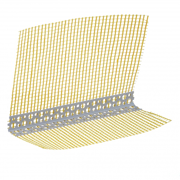 Уголок ПВХ перфорированный с сеткой ШТУКАТУР 100х150 мм 2,6 м 