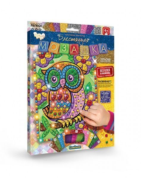 Набір сяючих елементів Danko Toys Блискуча мозаїка Совеня БМ-02-07