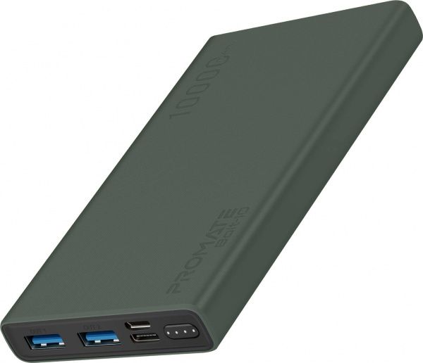 Внешний аккумулятор (Powerbank) Promate Bolt-10 10Вт 2xUSB 10000 mAh green (bolt-10.midnightgreen) 