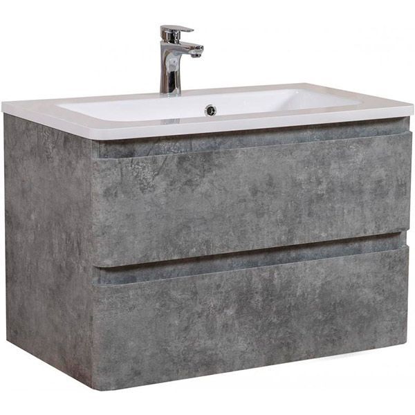 Тумба підвісна Aqua Rodos Акцент серый мрамор с умывальником Альфа 80