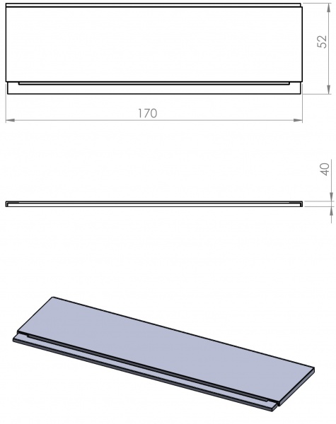 Панель для ванни фронтальна Damixa 170x70 см 53WA-170-070W-P Gala