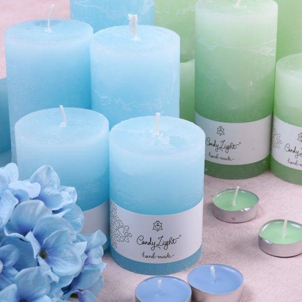 Свічка Циліндр блакитна пастель С07*15/1-5.7 Candy Light