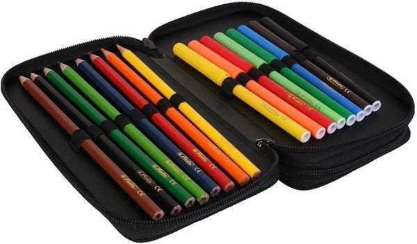 Пенал школьный Double Dino Skeleton 23 предмета 50026098 Herlitz черный