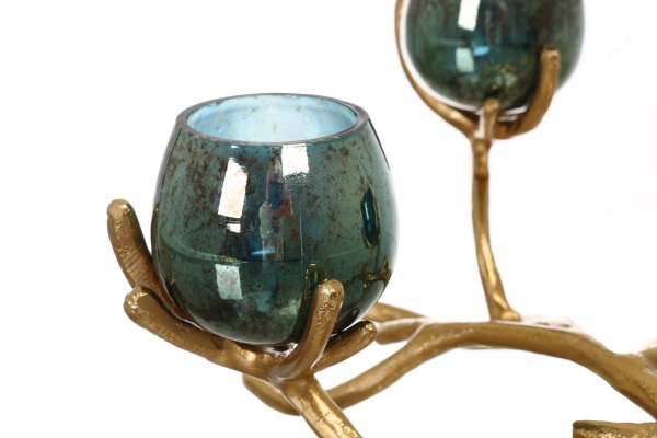 Подсвечник Grapevine 38х15 см темно-зеленый\золото PANACHE