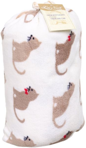 Плед Кошки 160x220 см кремовый с рисунком La Nuit 