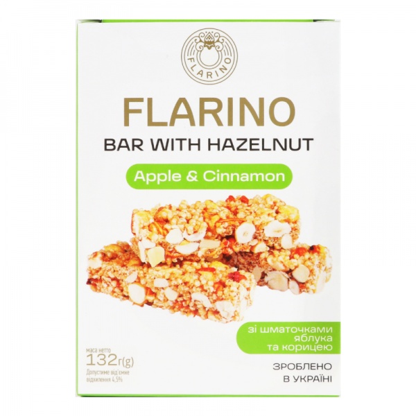 Батончики Flarino с фундуком яблоком и корицей 132 г
