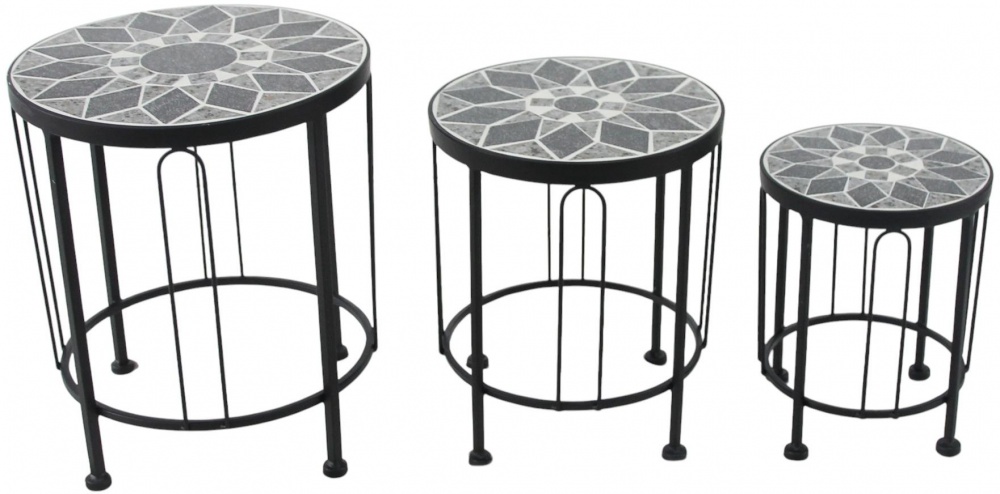 Підставка для квітів кругла з мозаїкою JF232310-3 20х20x25 см чорний/чорний