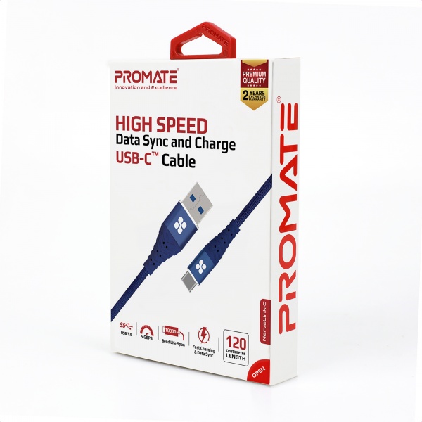 Кабель Promate NerveLink-C USB — Type-C 1,2 м синій (nervelink-c.blue) 