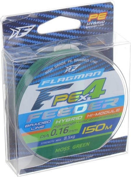Шнур Flagman Pe Hybrid F4 Feeder Mossgreen 150м 0,16мм 8,5кг