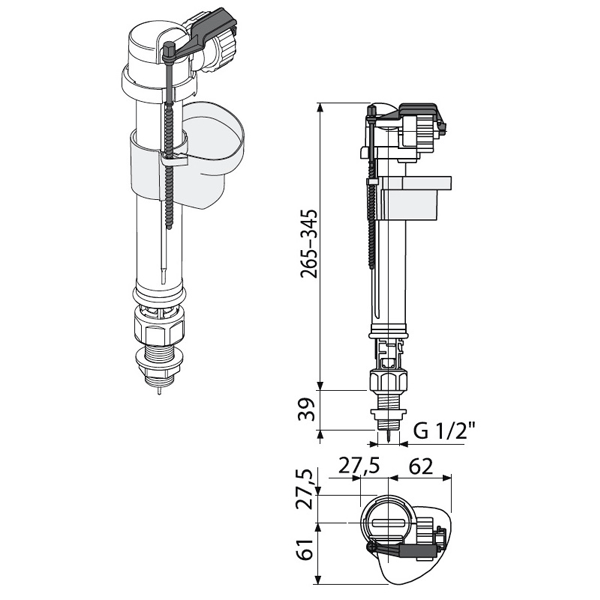 Механизм наполнения Alca Plast A17 1/2